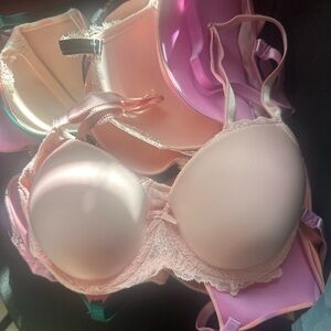 VS lined Demi Lace Trimmed Pink Bra 32 DD